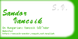 sandor vancsik business card